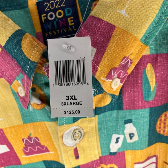 NWT REYN SPPONER X DISNEY Epcot Food Wine Festival 2022 Button Down Shirt 3XL - Picture 4 of 4